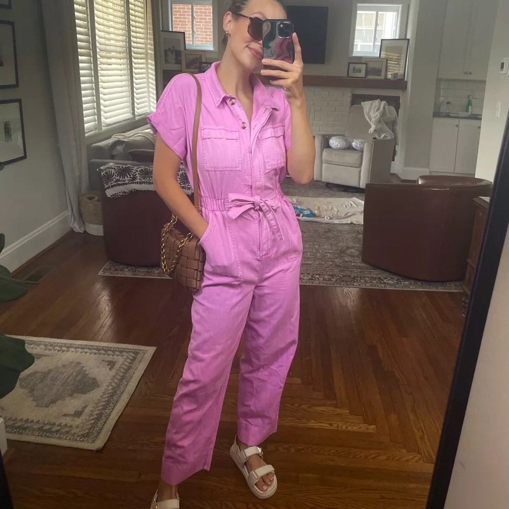 Pink Short Sleeve Button-Front Boilersuit Coveralls size 2